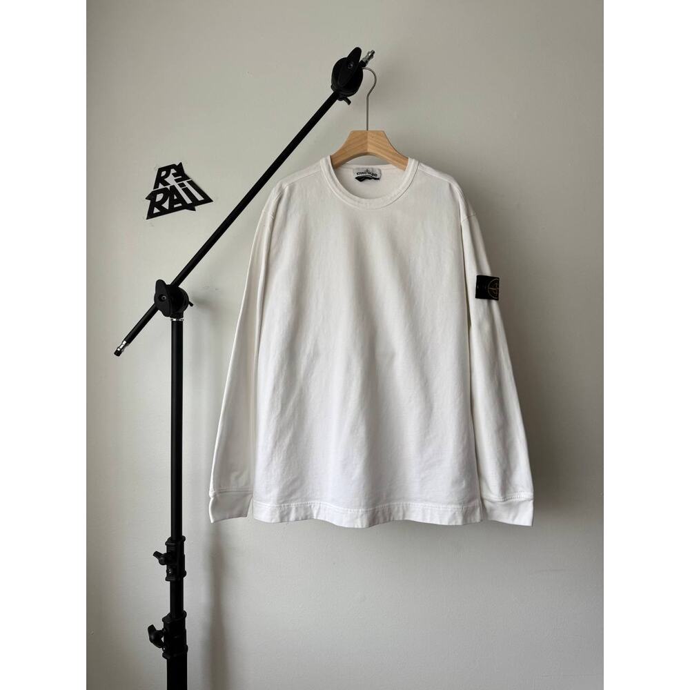 Stone Island Heavy Cotton Jersey Crewneck Sweatshirt White